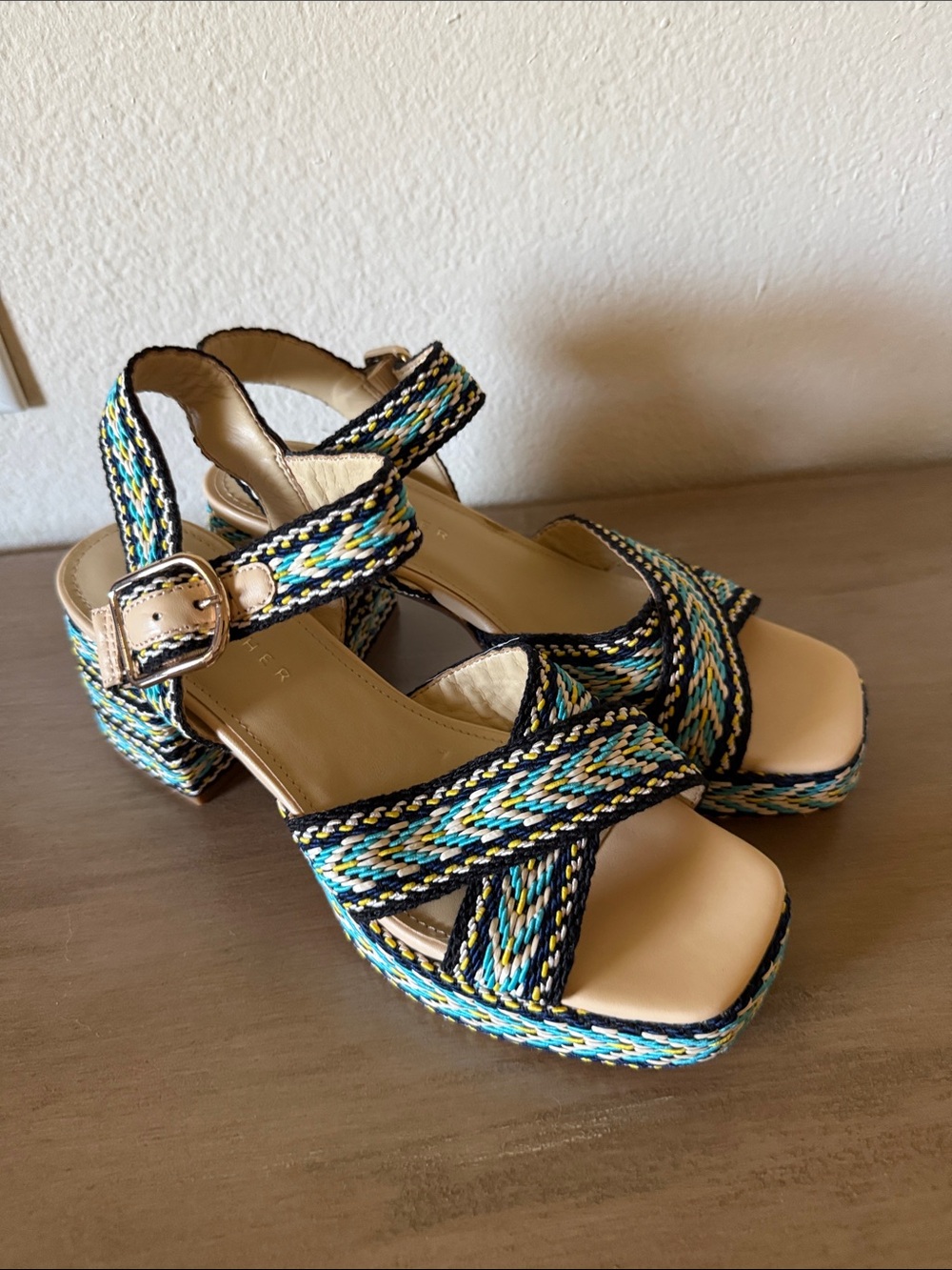 Marc Fisher Multicolor Braided Platform Sandals